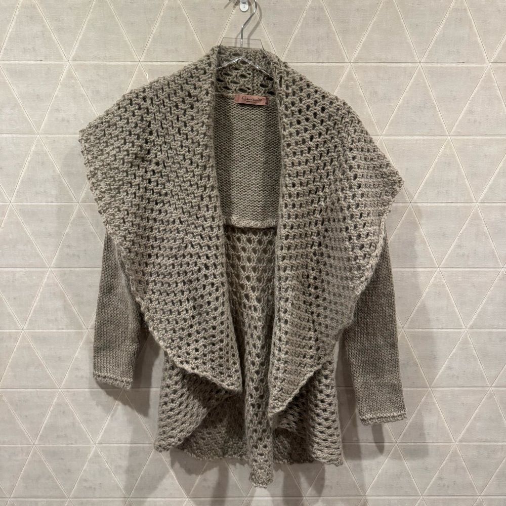 Anthropologie Elsamanda Mohair Wool Sweater Longline Cardigan Open Front